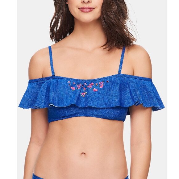 Vera Bradley Chambray Maliyah Ruffled Bikini Top - Picture 2 of 5